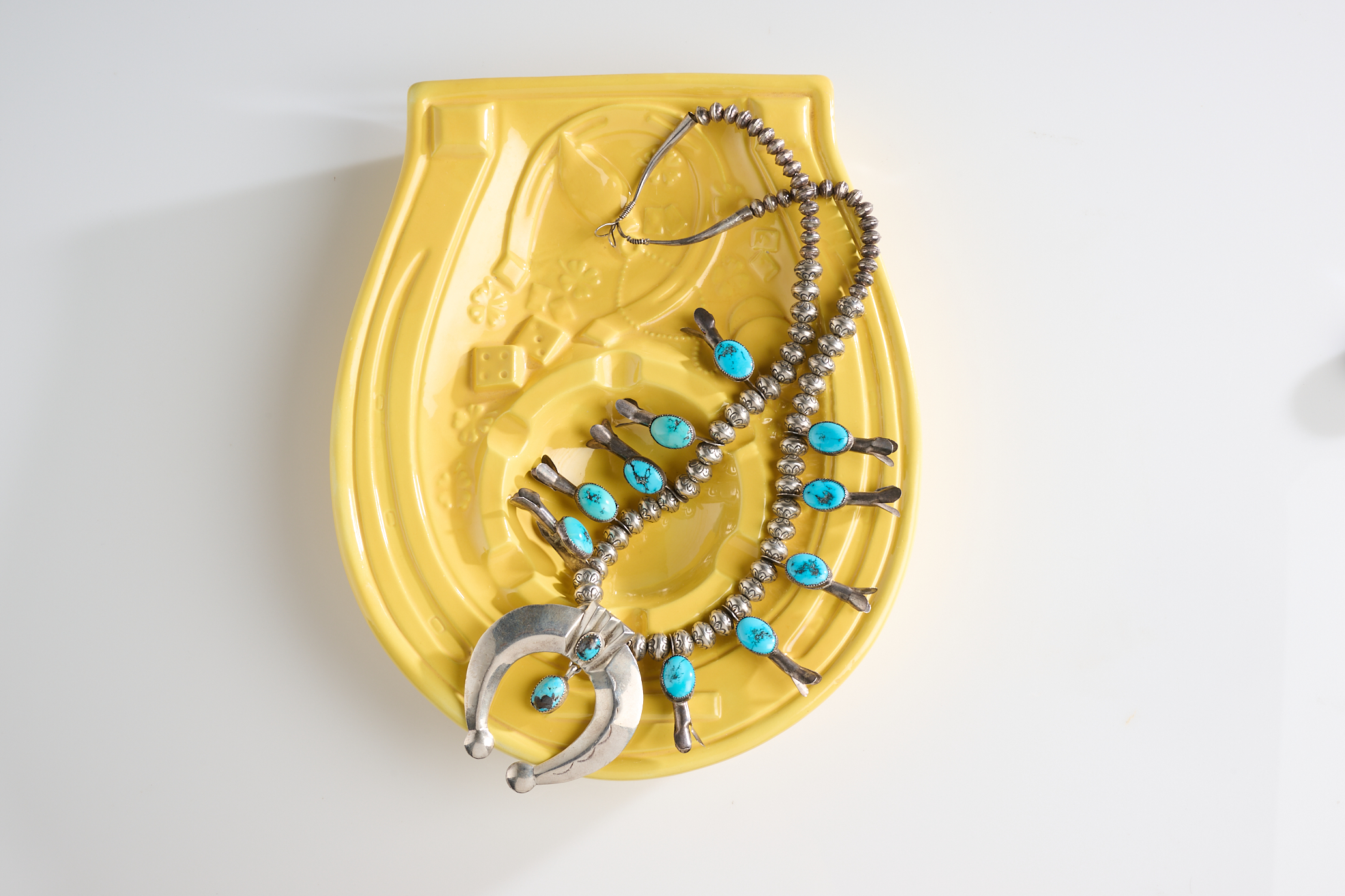 Navajo Silver and Turquoise Squash Blossom Necklace