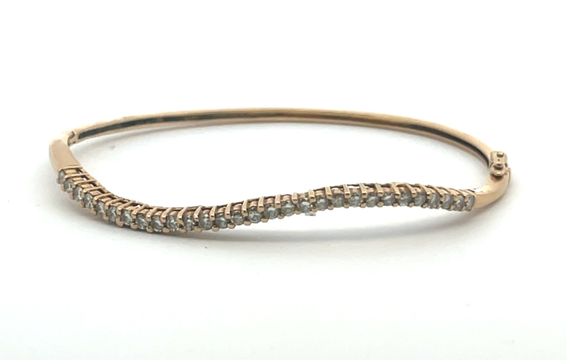 14K Gold Diamond Bangle Bracelet