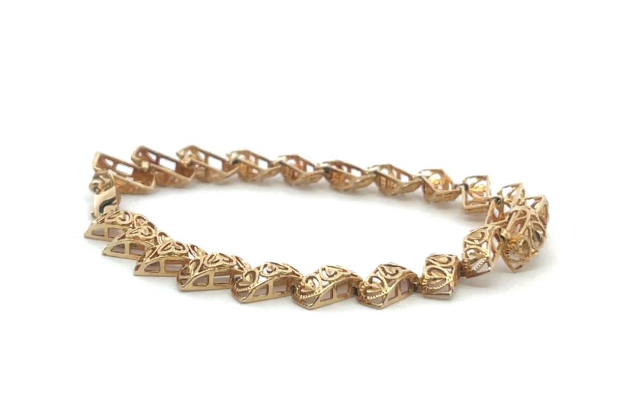 Vintage 14K Hammered Link Gold Bracelet