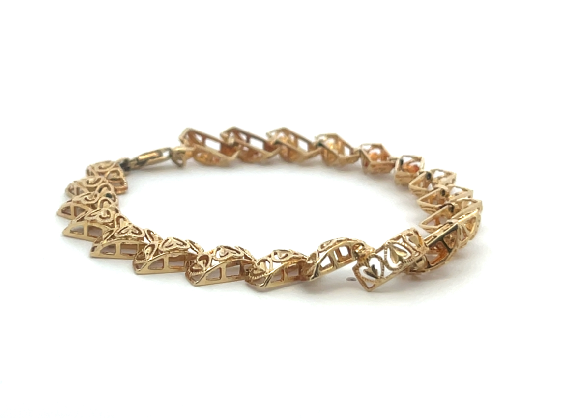 Vintage 14K Hammered Link Gold Bracelet