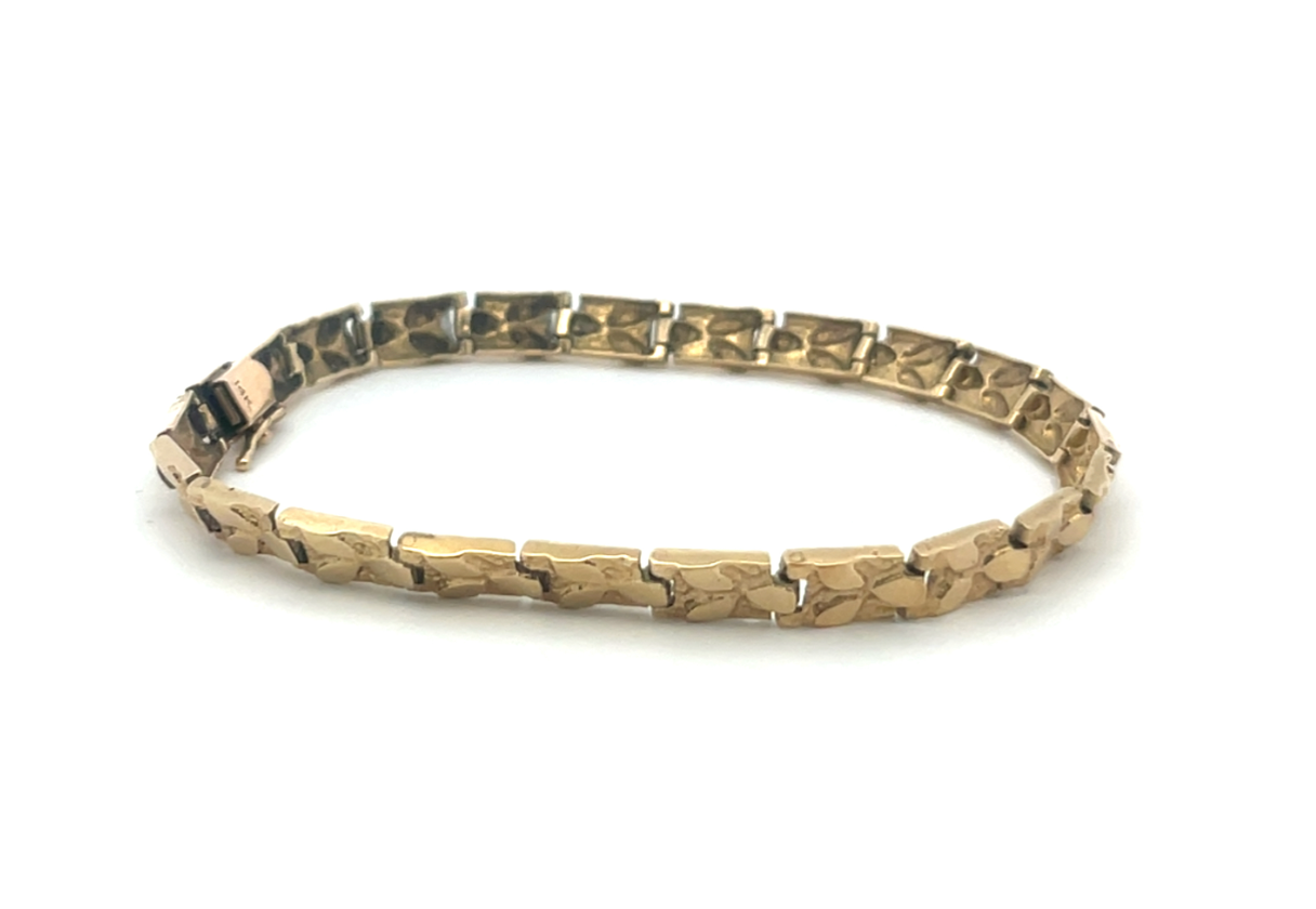Mid-Century 14K Gold Geometric Link Bracelet