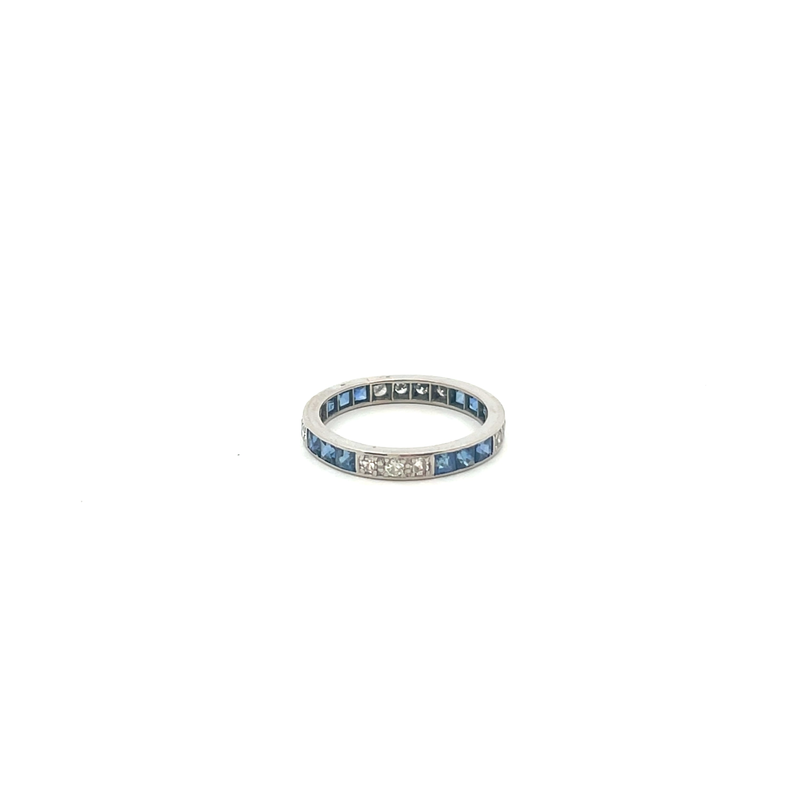 Art Deco sapphire and diamond eternity band ring