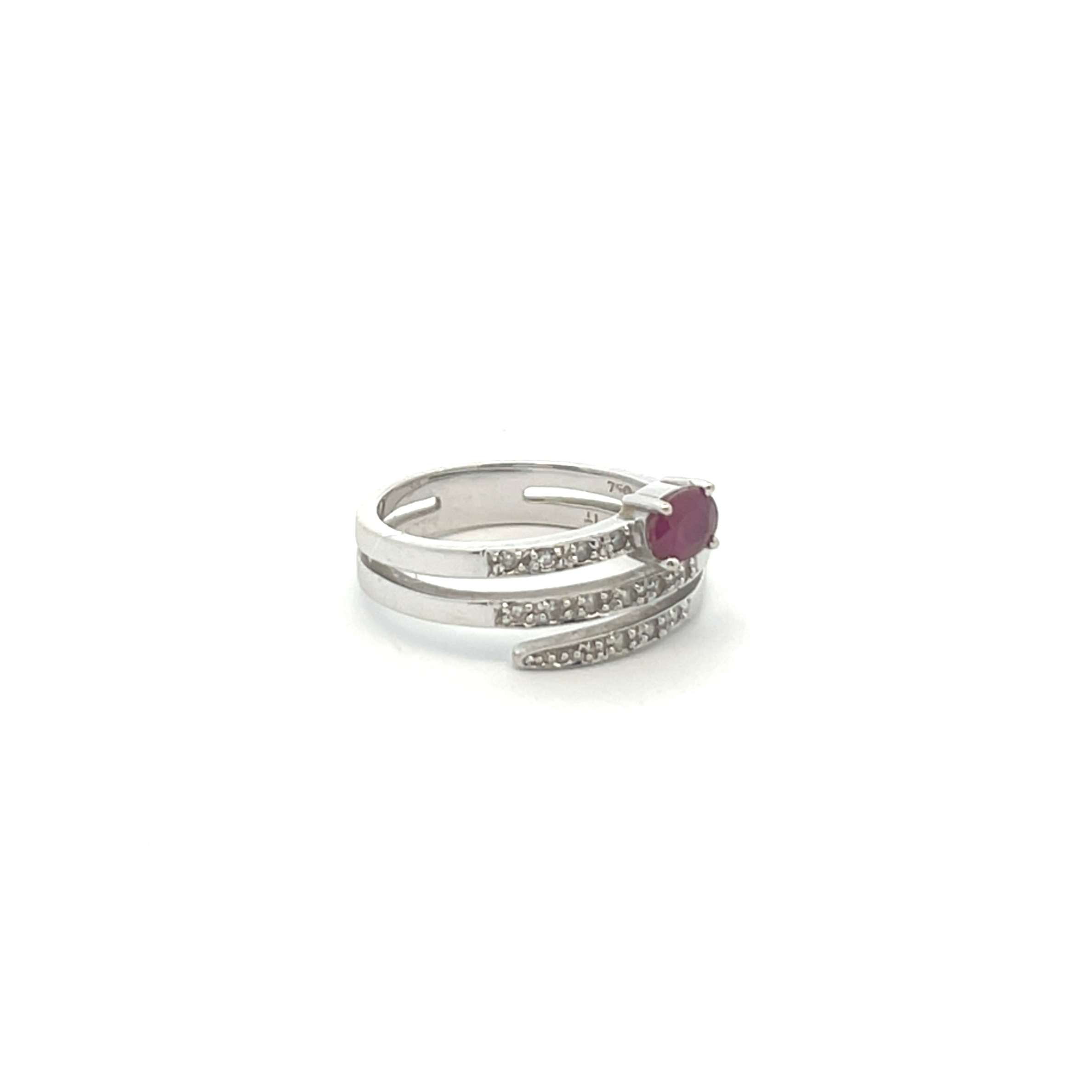 Sterling Silver Triple-Band Ruby & Diamond Accent Ring
