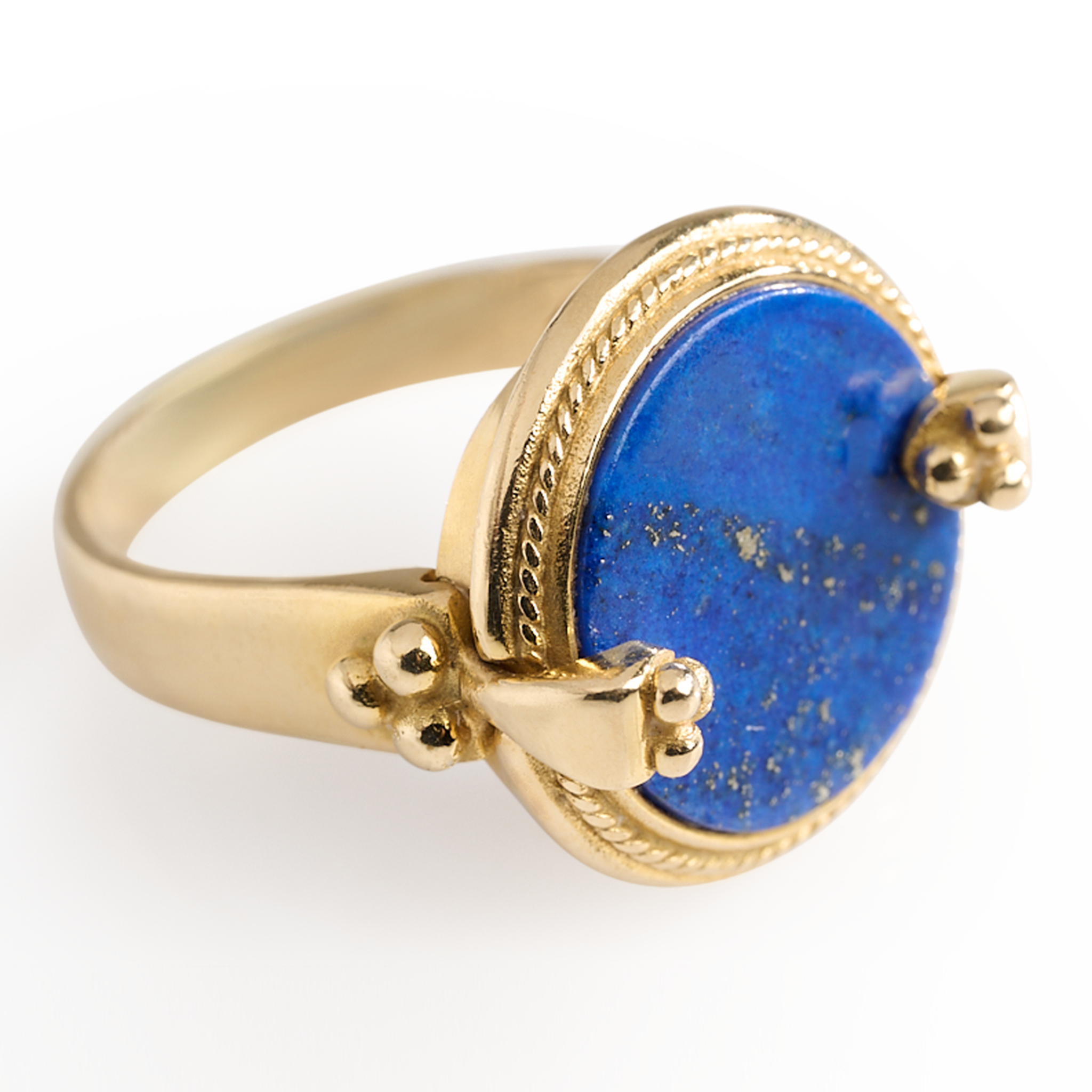 18K Yellow Gold and Lapis Ring