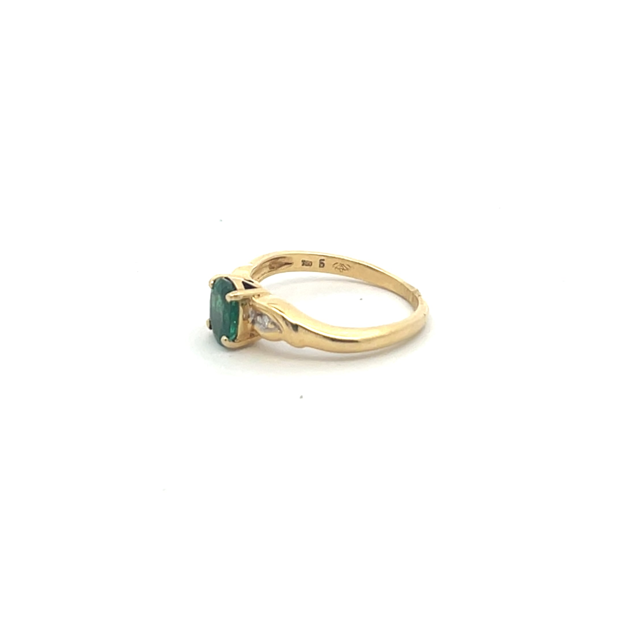 Gold Emerald & Diamond Accent Ring