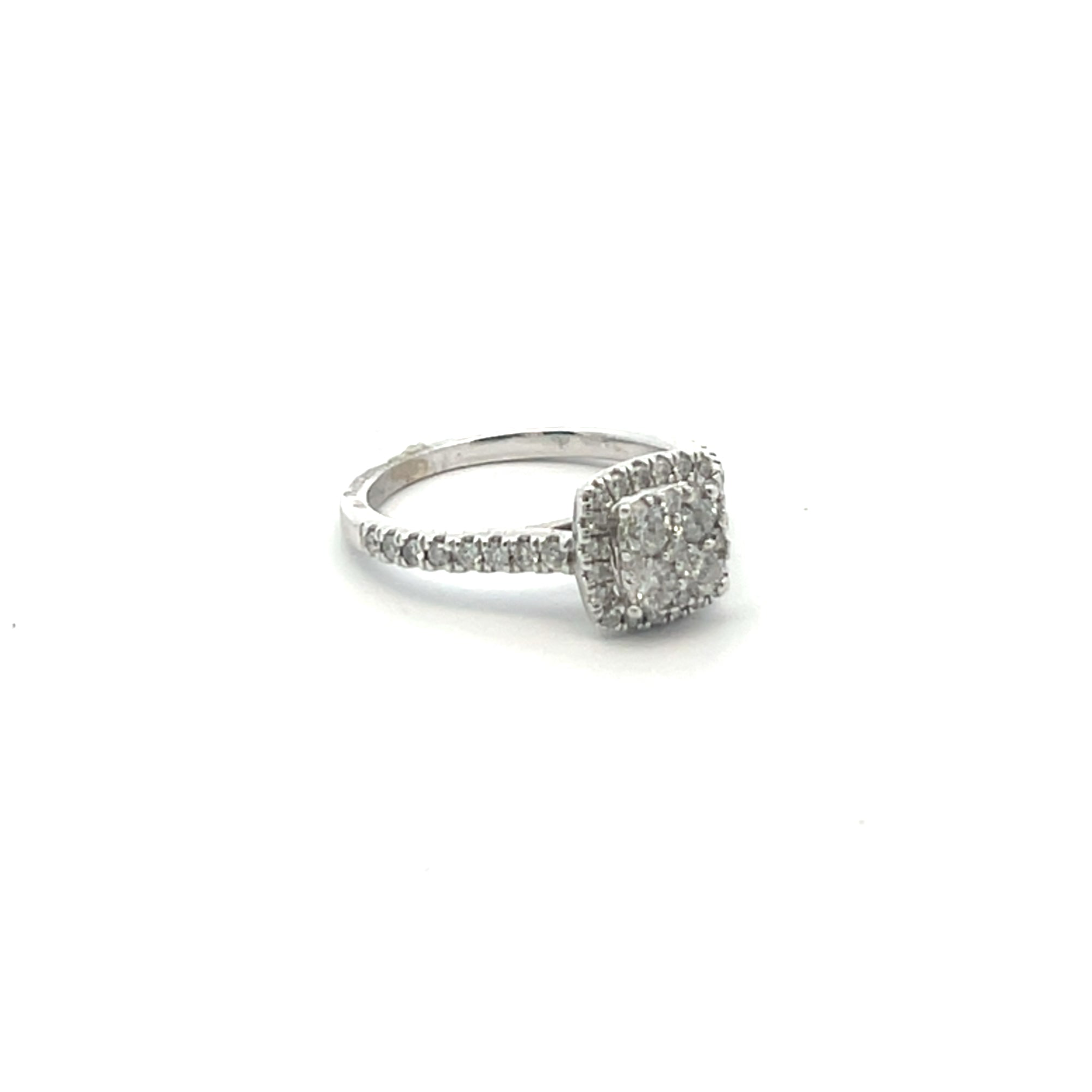 White Gold Diamond Cushion Halo Engagement Ring