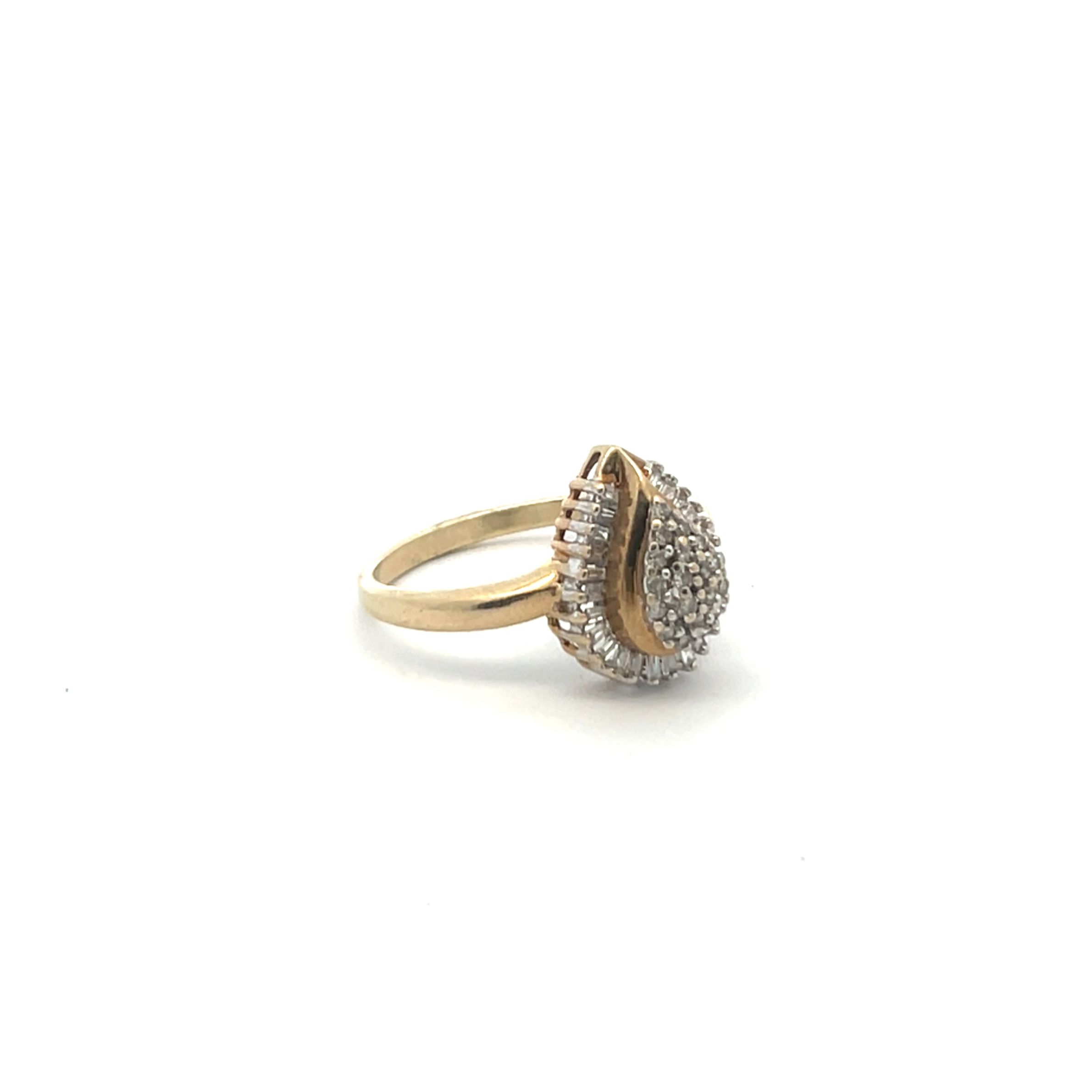 Gold & Diamond Teardrop Halo Ring