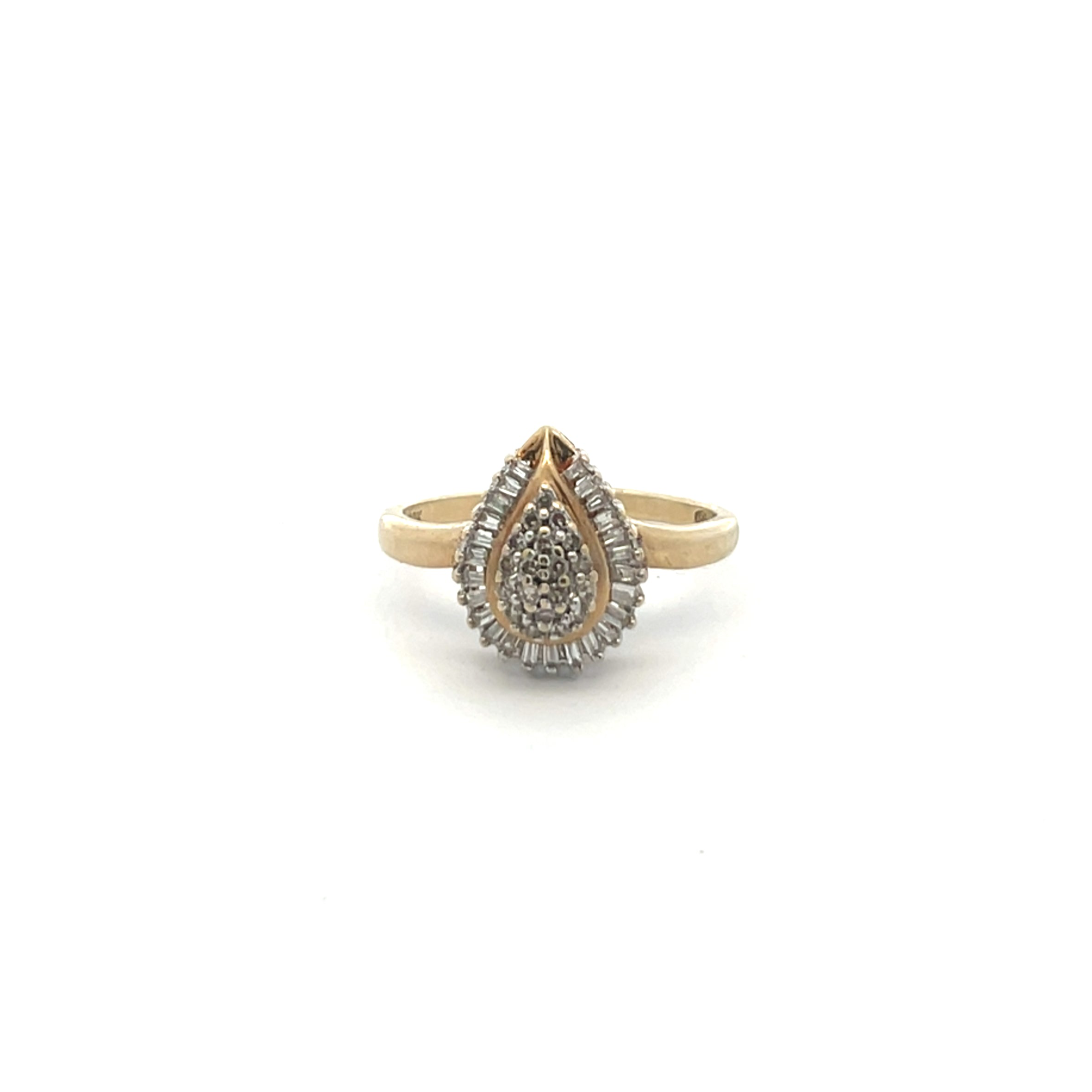Gold & Diamond Teardrop Halo Ring