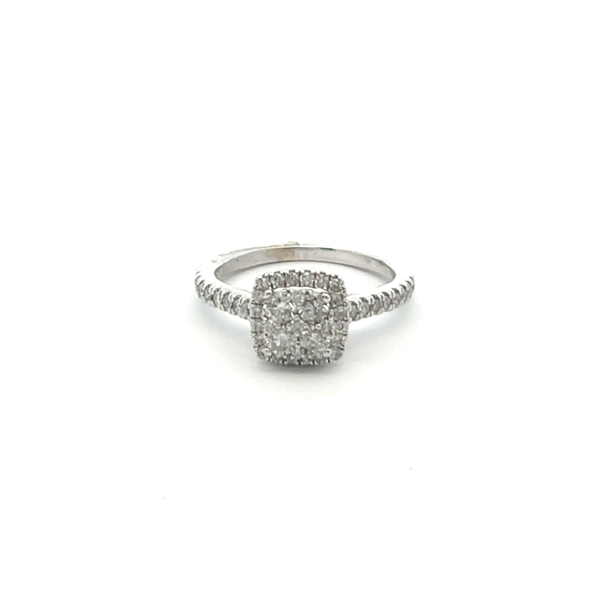 White Gold Diamond Cushion Halo Engagement Ring