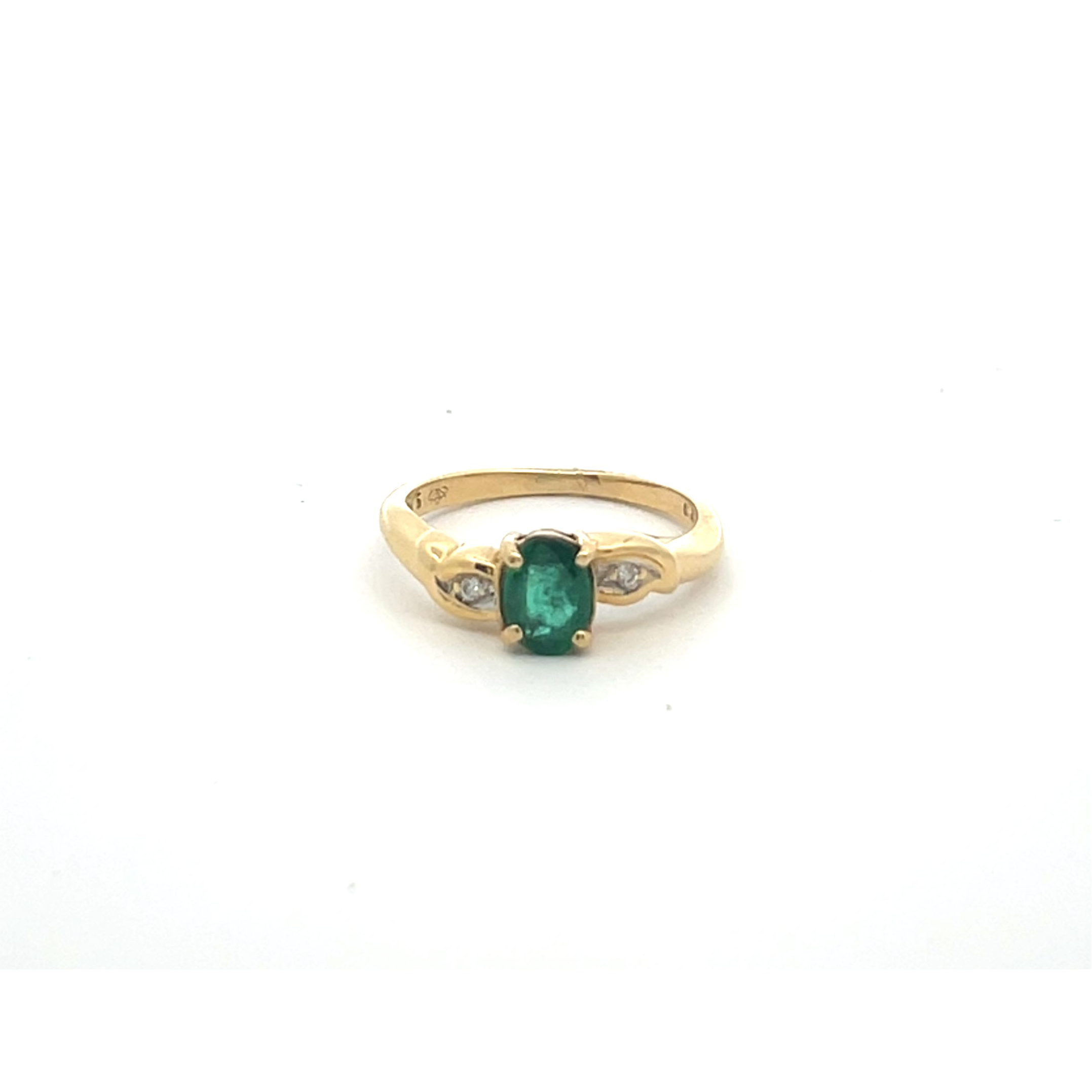 Gold Emerald & Diamond Accent Ring