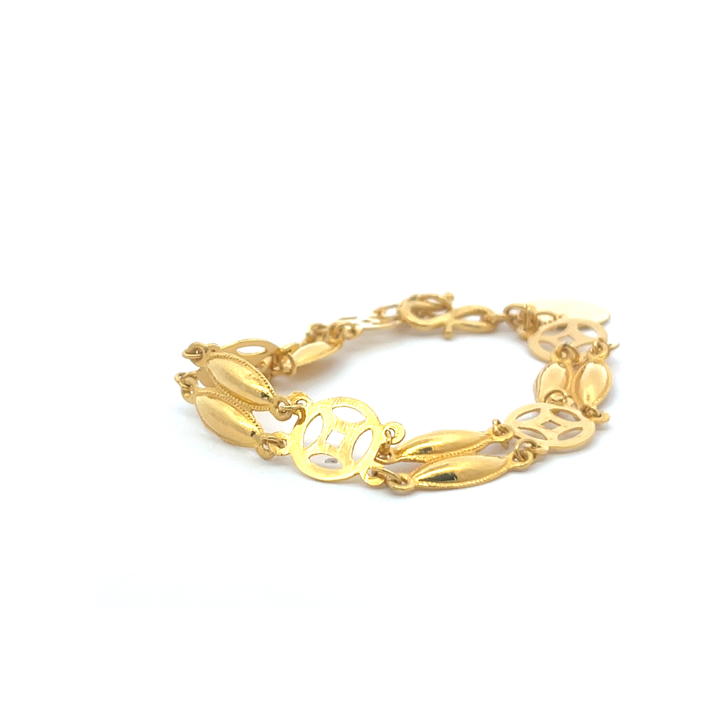 Gold Link Bracelet with Nautical & Oval Motifs