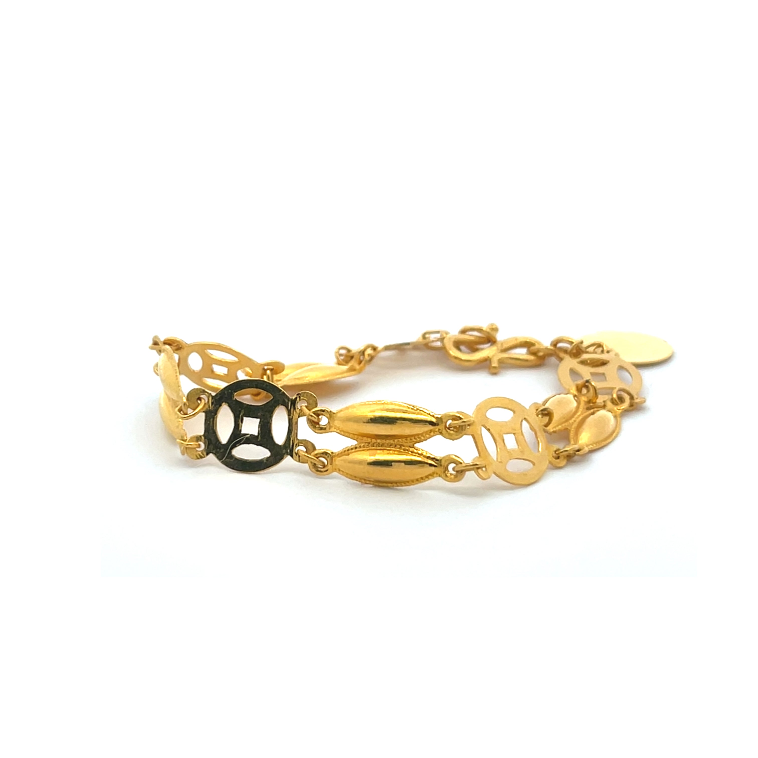 Gold Link Bracelet with Nautical & Oval Motifs