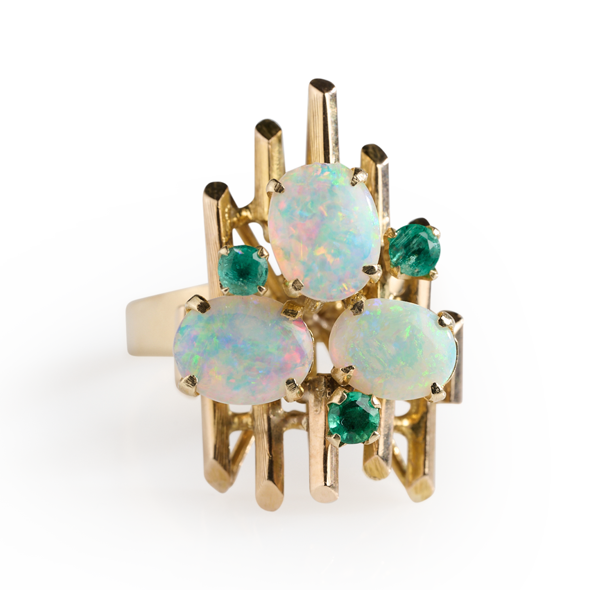 Opal and Emerald 18K Yellow Gold Ring