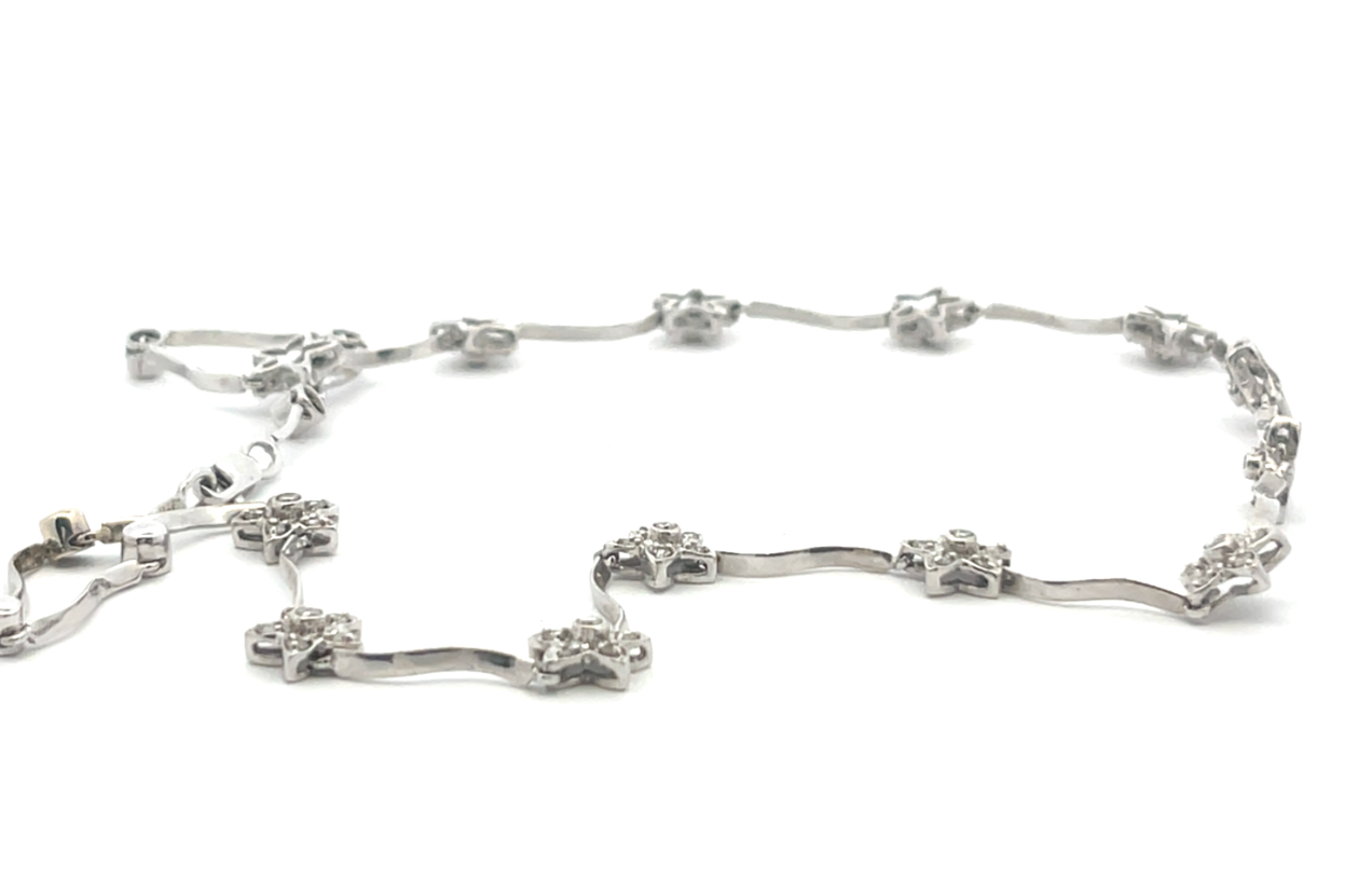 Sterling Silver Floral Link Necklace