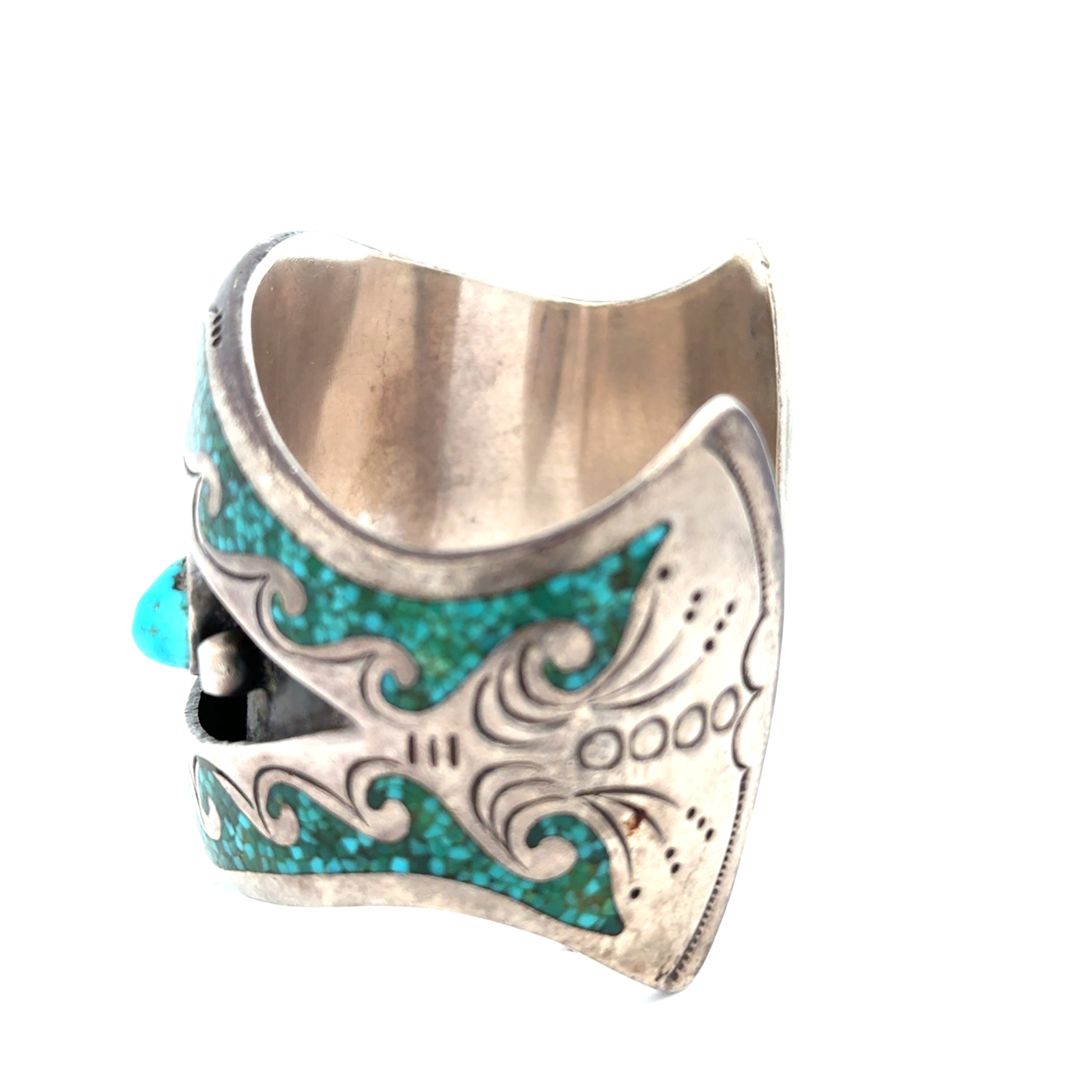 Turquoise Inlay Silver Cuff Bracelet