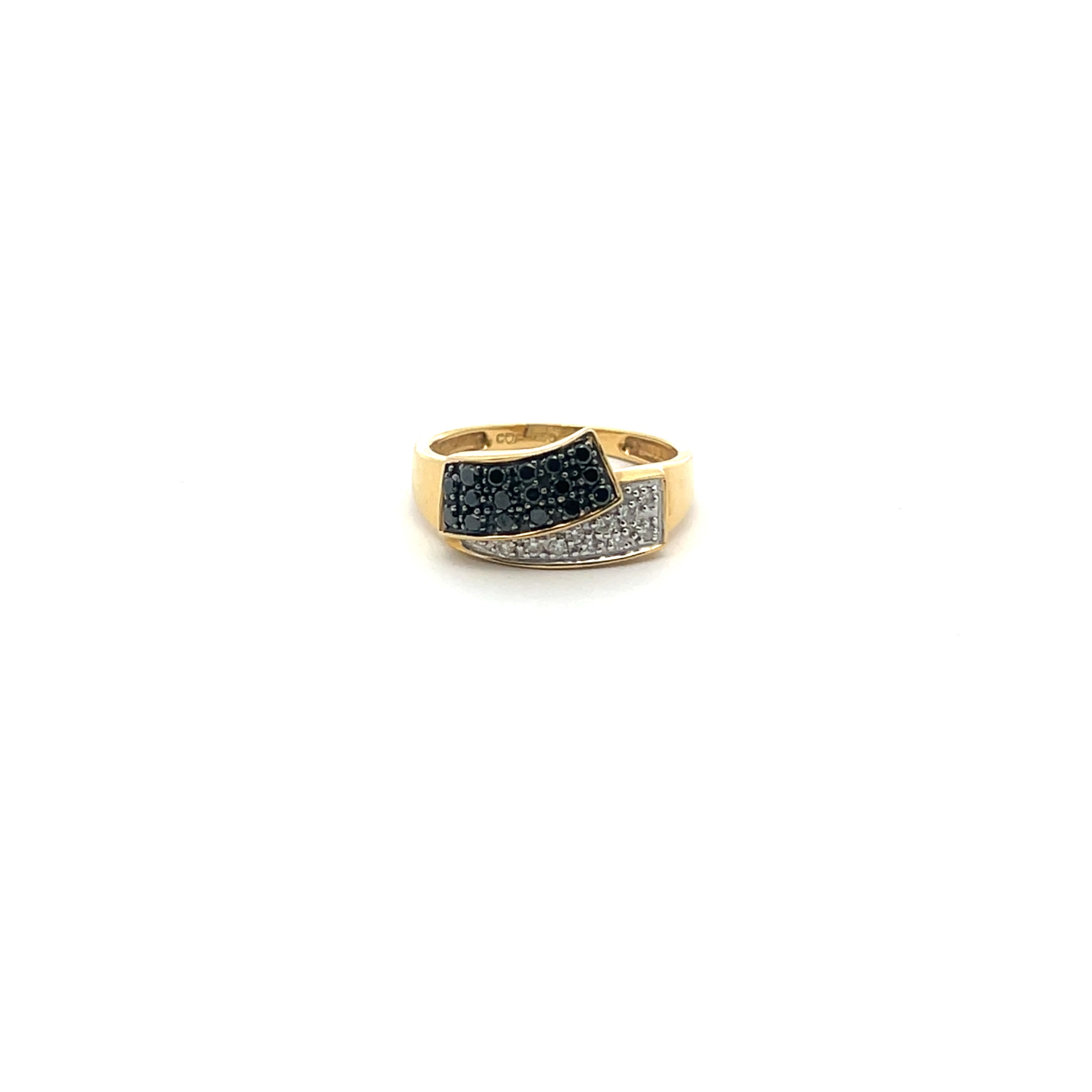 18K Black and White Diamond Bypass Ring