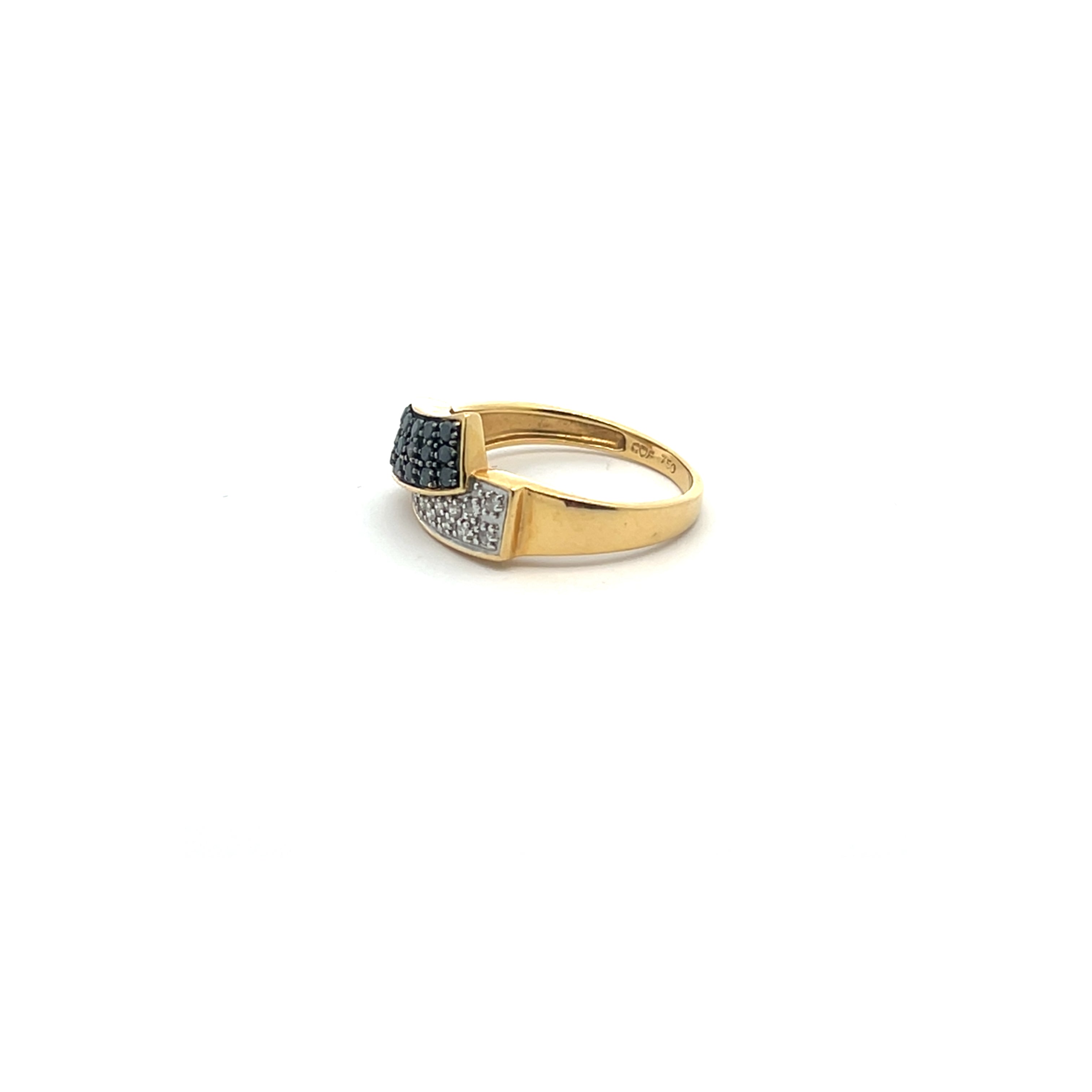 18K Black and White Diamond Bypass Ring