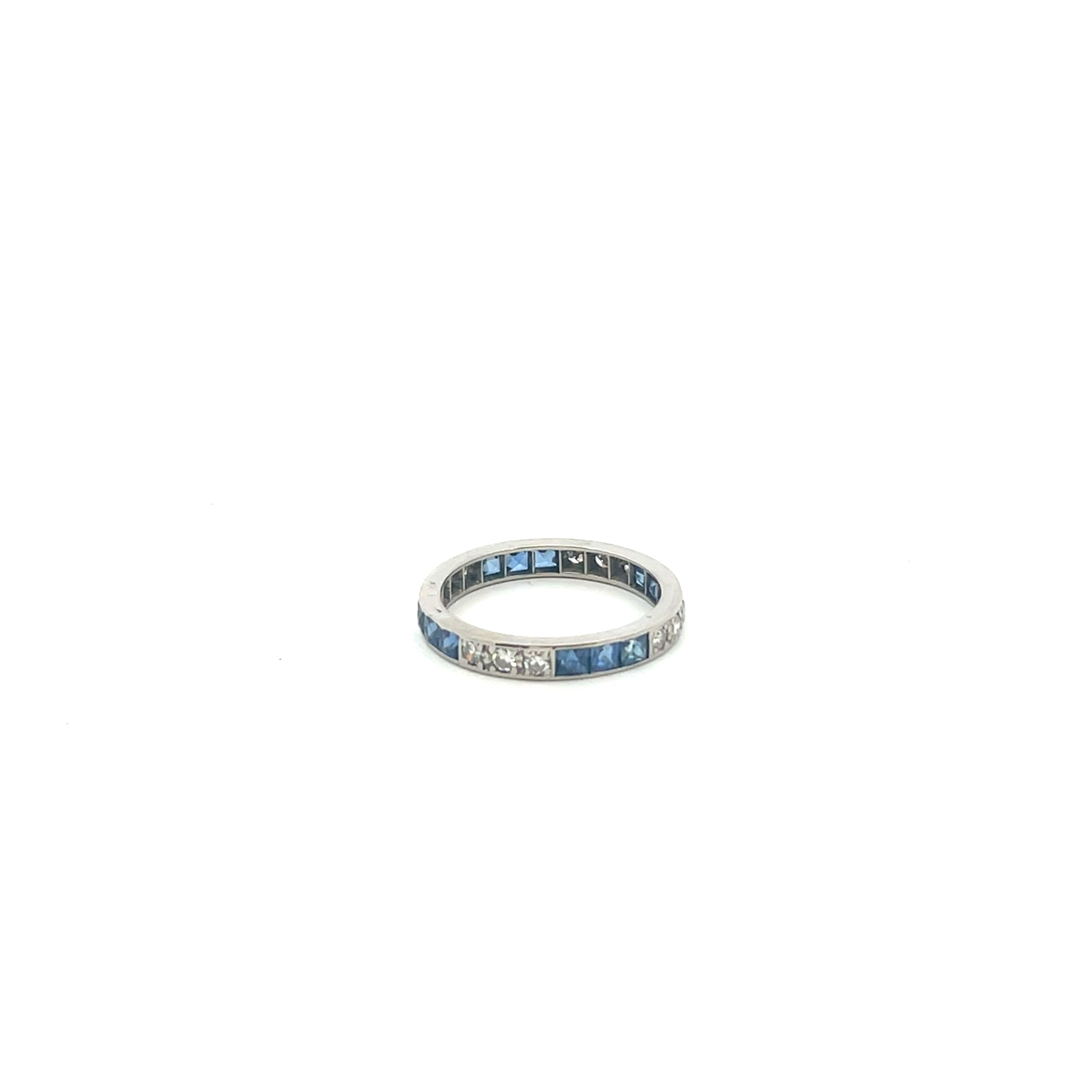 Art Deco sapphire and diamond eternity band ring