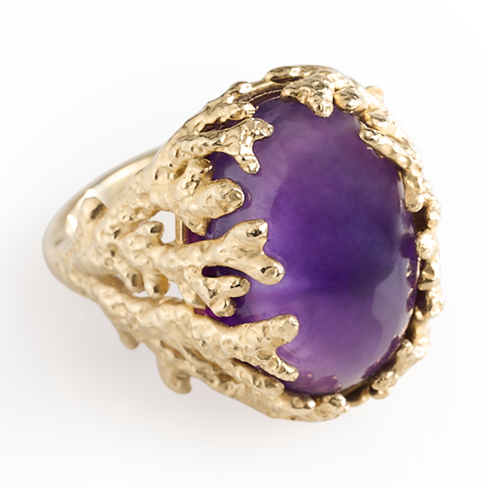 Vintage 14K Yellow Gold Amethyst Tree Branch Ring